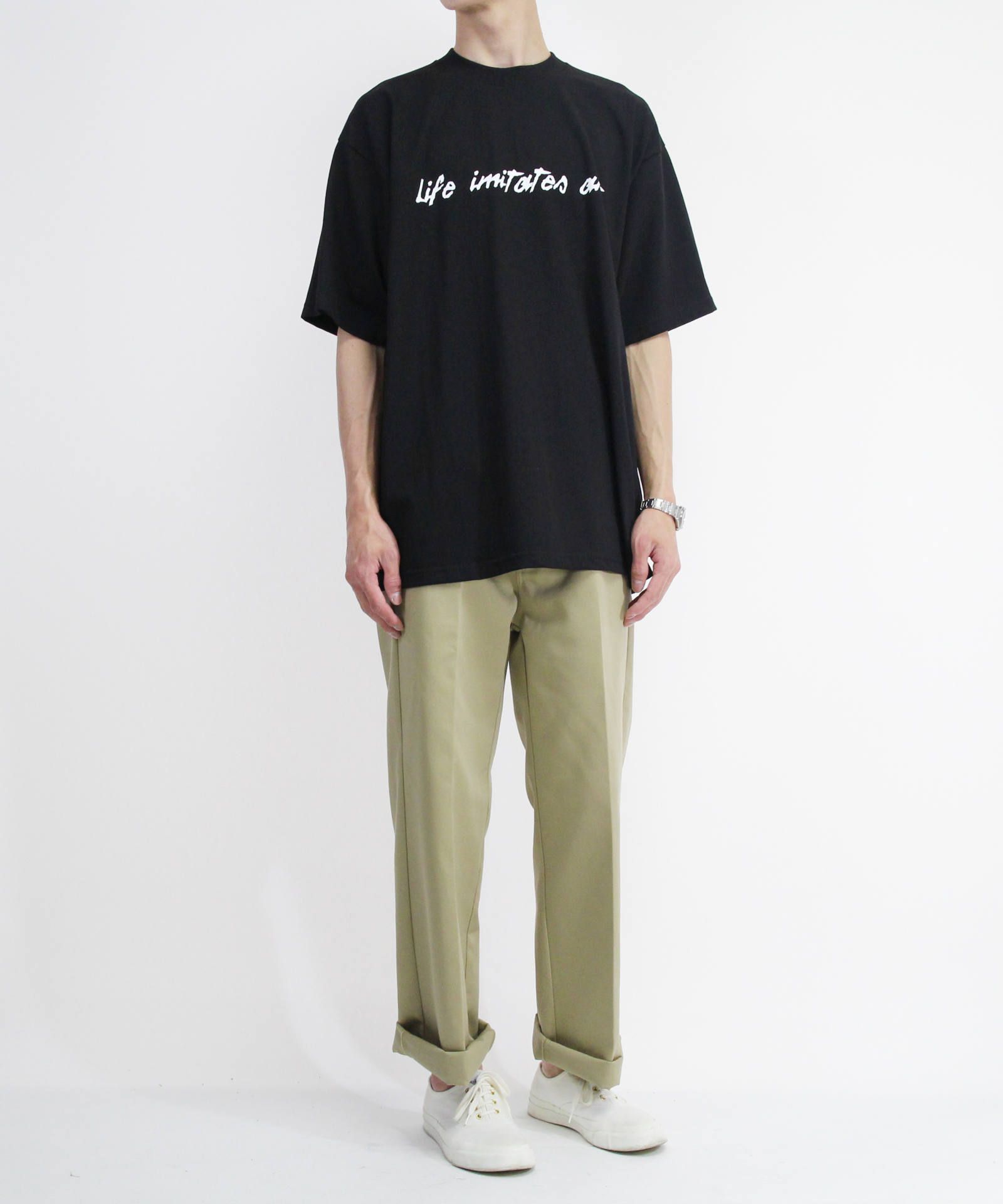 メンズプリントTシャツ - BRUSH WRITING T/S - BLACK