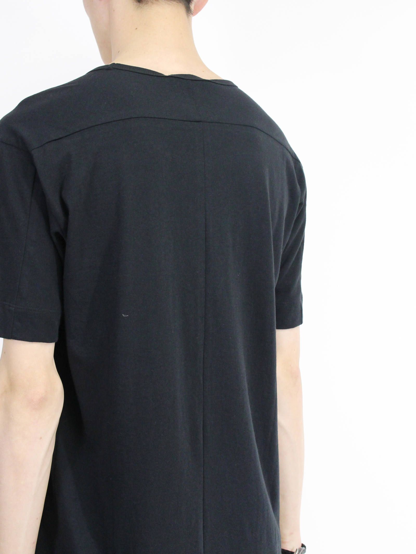《残り一点》40/-天竺裾レイヤード風カットソー - BLACK