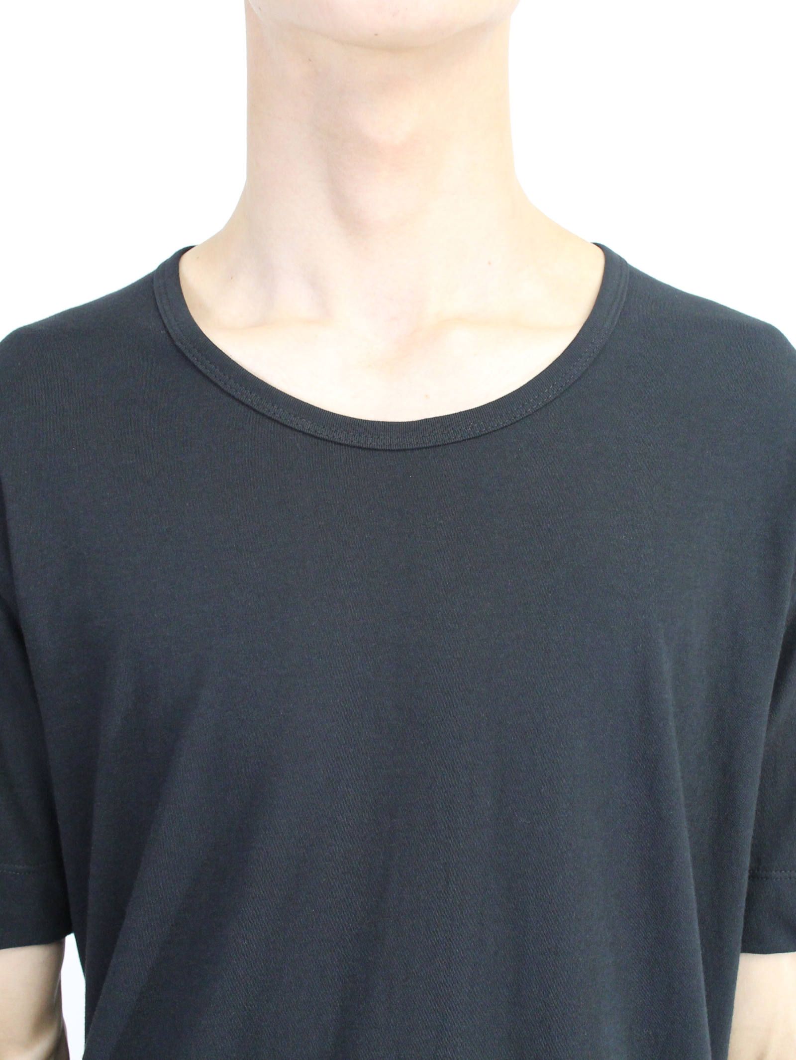 《残り一点》40/-天竺裾レイヤード風カットソー - BLACK