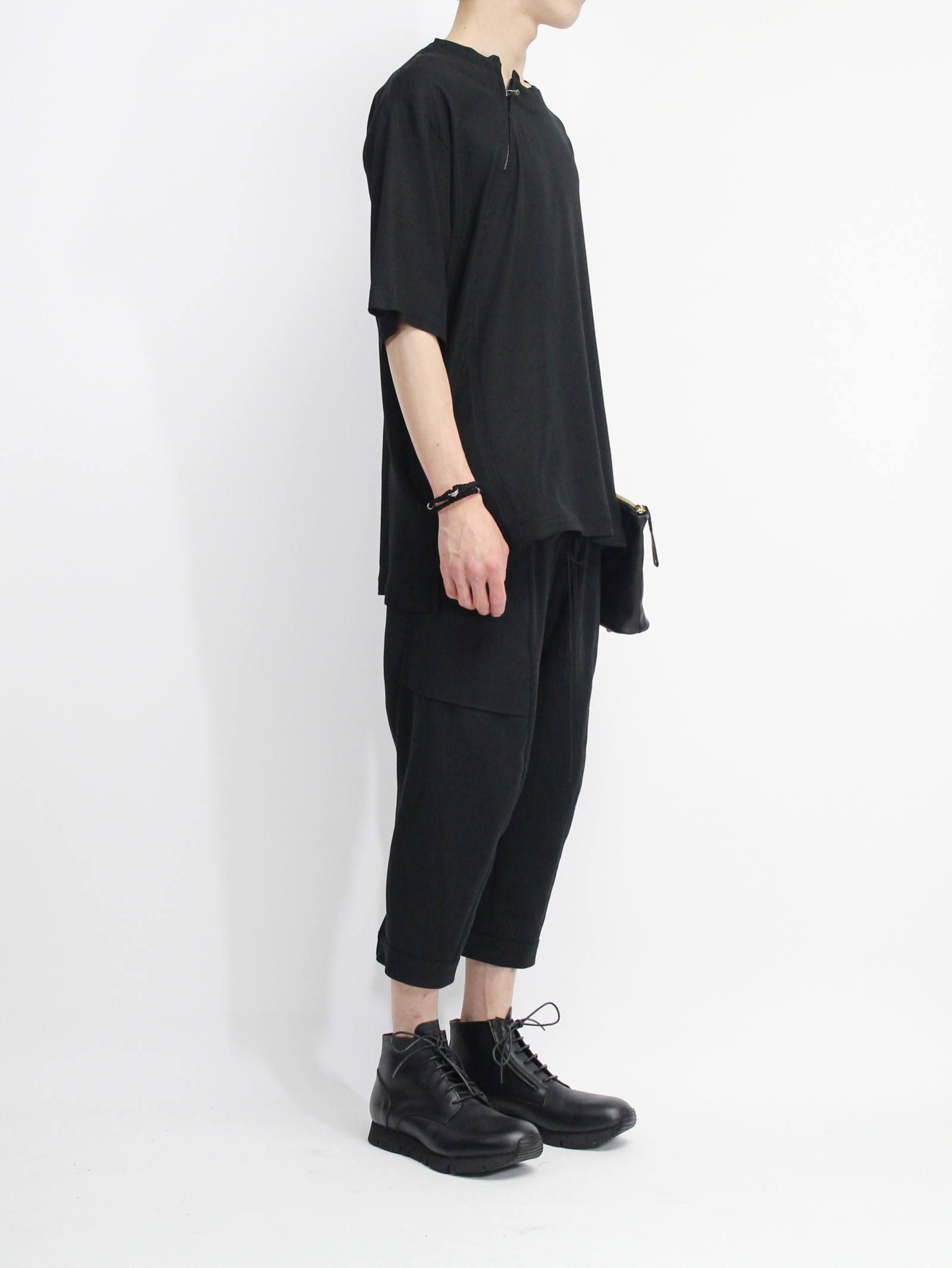 スモールクラッチバッグ - 4handle file MID - BLACK