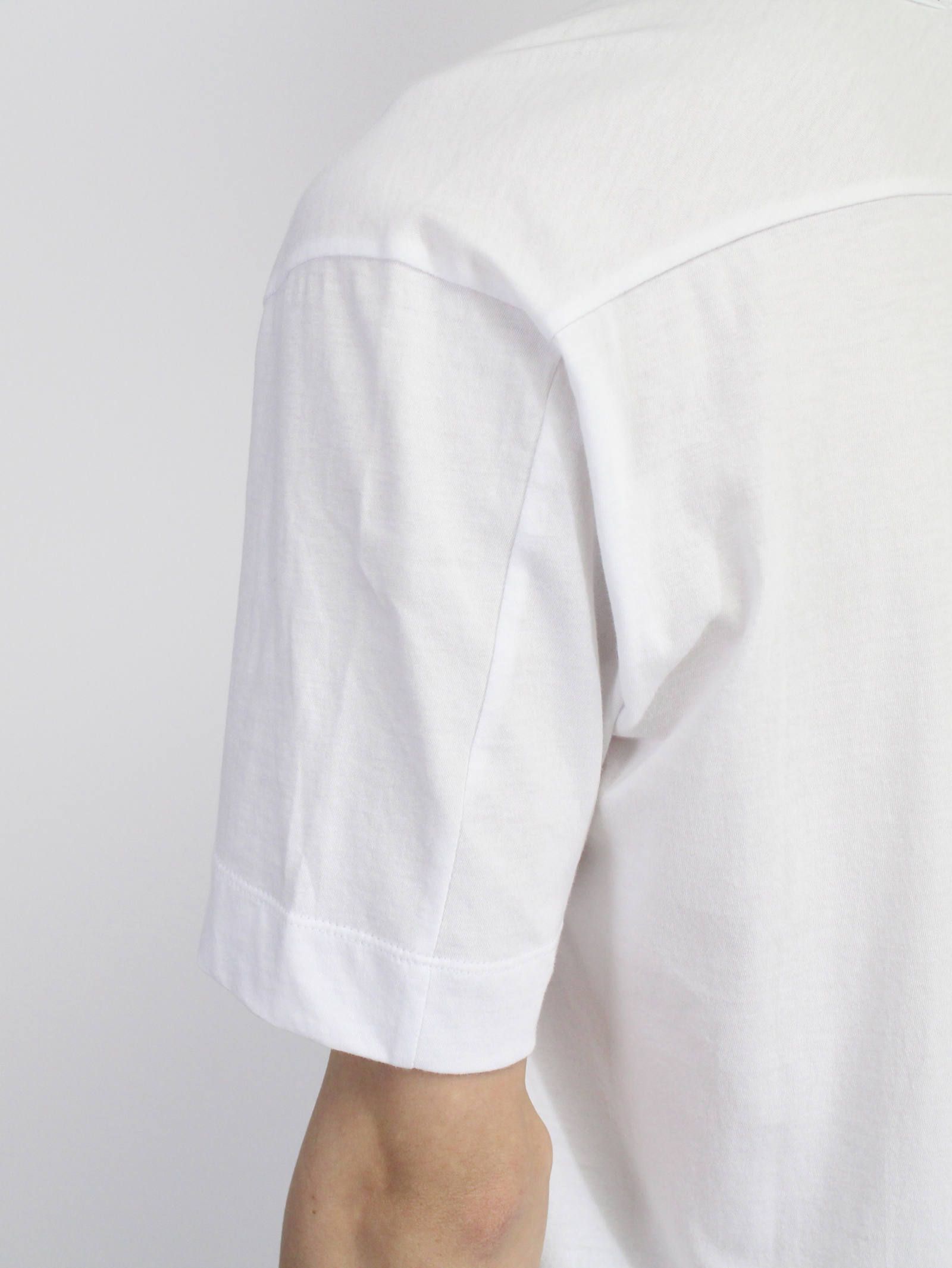 《残り一点》40/-天竺裾レイヤード風カットソー - WHITE
