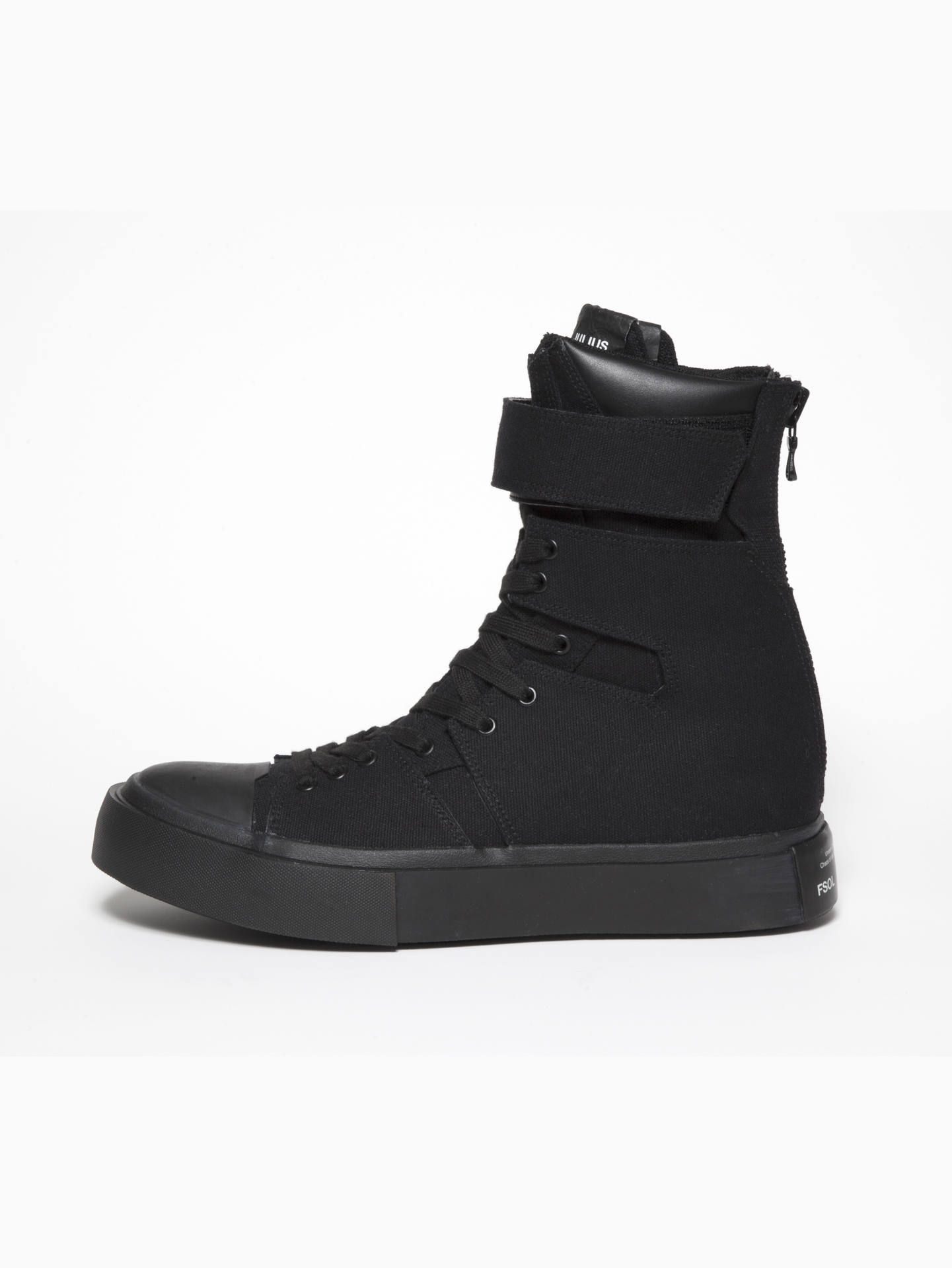 JULIUS - バックジップスニーカー - Canvas Strap Edge Sneaker - BLACK | ADDICT WEB SHOP