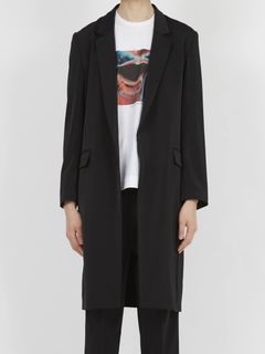 ジョーゼットストレッチガウンコート - BLACK