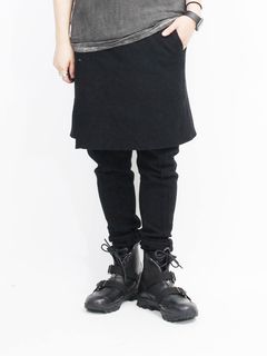 縮絨スカートパンツ - BLACK