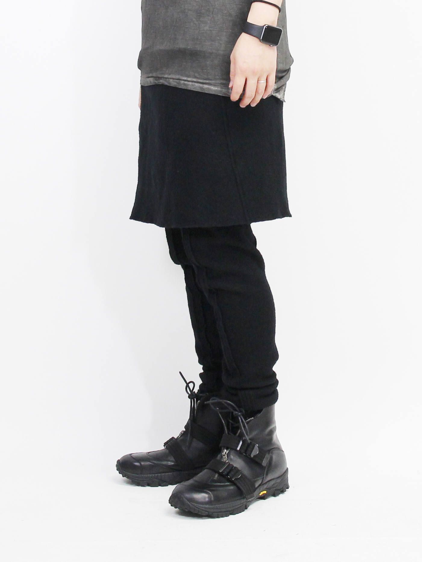 縮絨スカートパンツ - BLACK