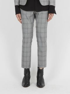 T/Ryグレンチェックストレッチスラックス