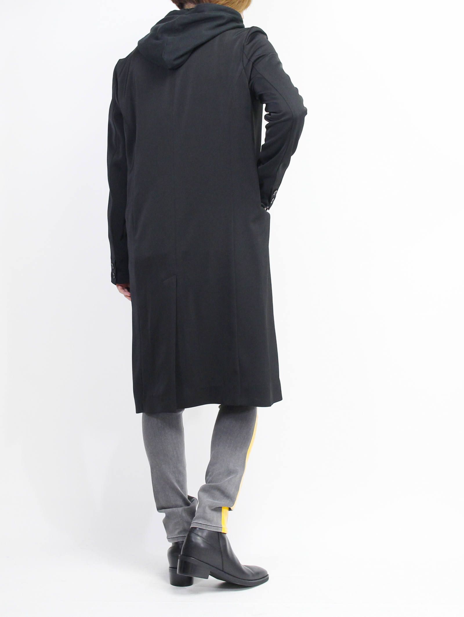 ジョーゼットストレッチガウンコート - BLACK