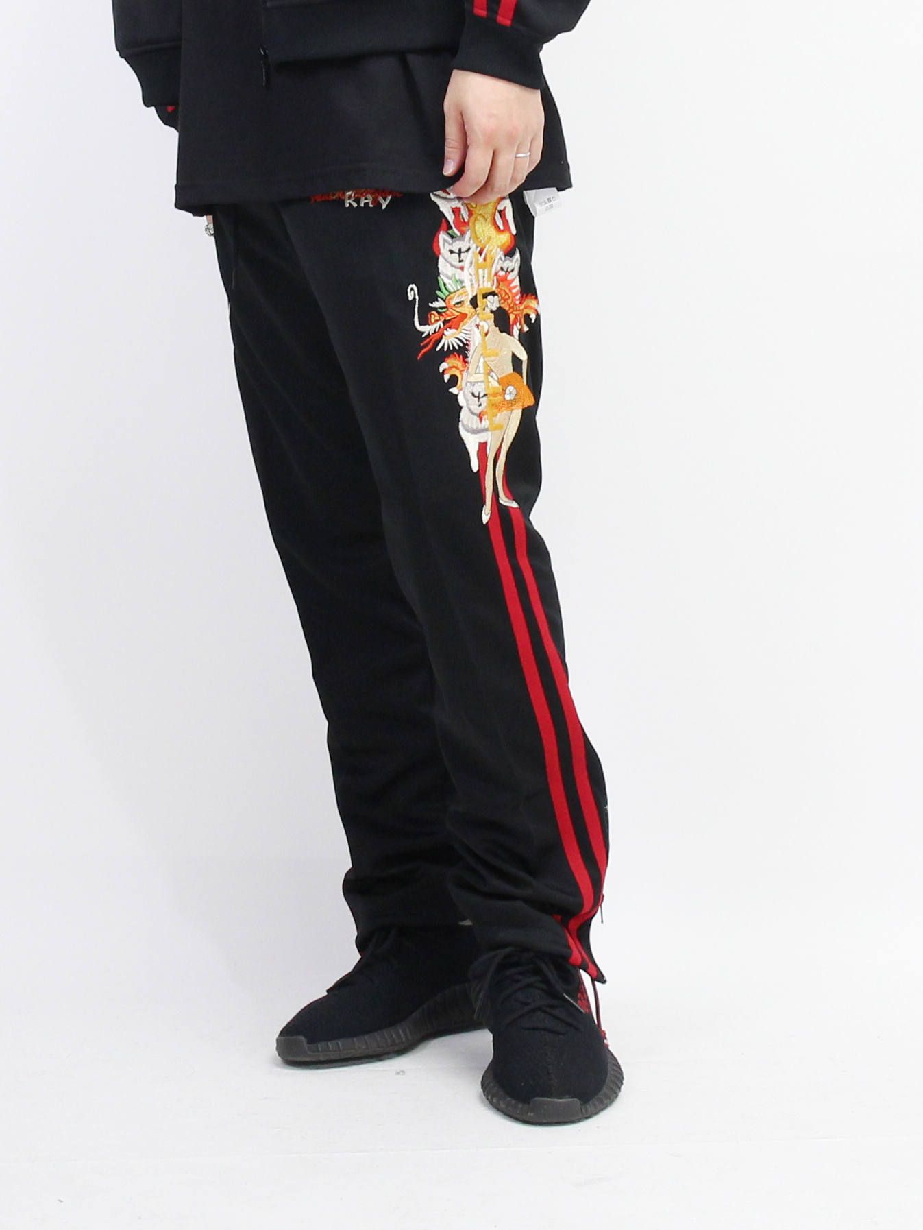 doublet ダブレット 17AW CHAOS EMBROIDERY TRACK PANTS カオス刺?ベロアトラックパンツ ネイビー 17AW13PT60