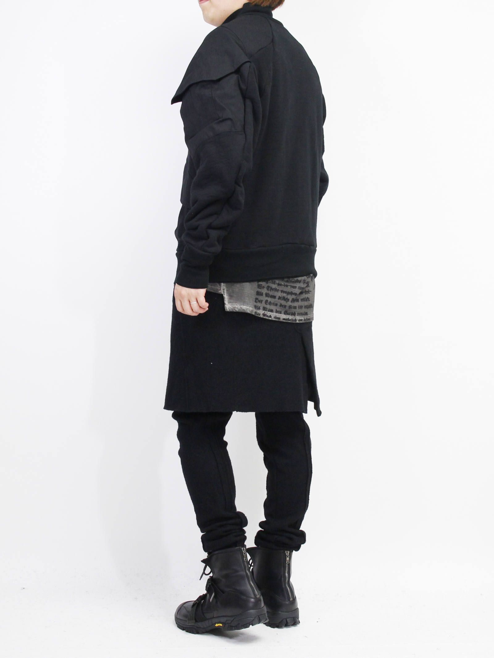 縮絨スカートパンツ - BLACK
