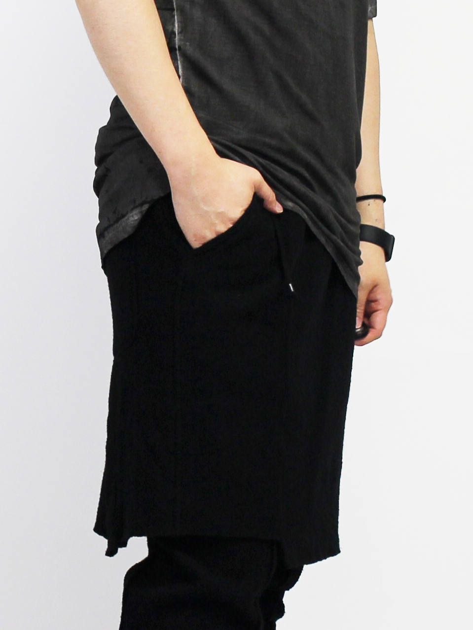 縮絨スカートパンツ - BLACK