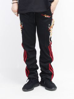 カオス刺繍ジャージーパンツ - CHAOS EMBROIDERY TRACK PANTS - BLACK