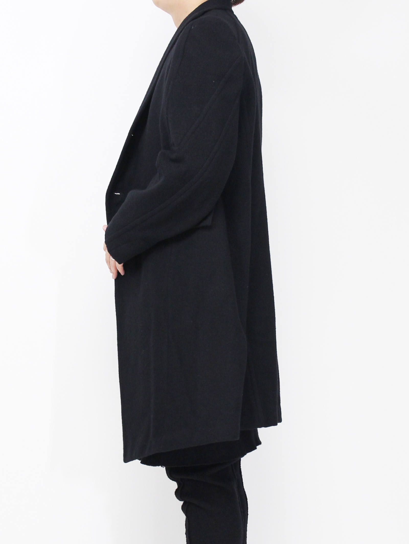 激安】 Y's 19AW メルトン 切替デザイン チェスターコート 黒1 