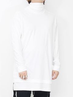 スムースタートルネック長袖カットソー - WHITE
