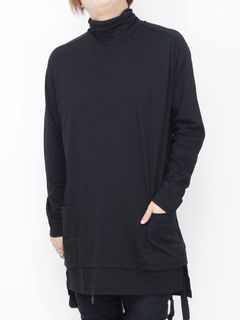 スムースタートルネック長袖カットソー - BLACK