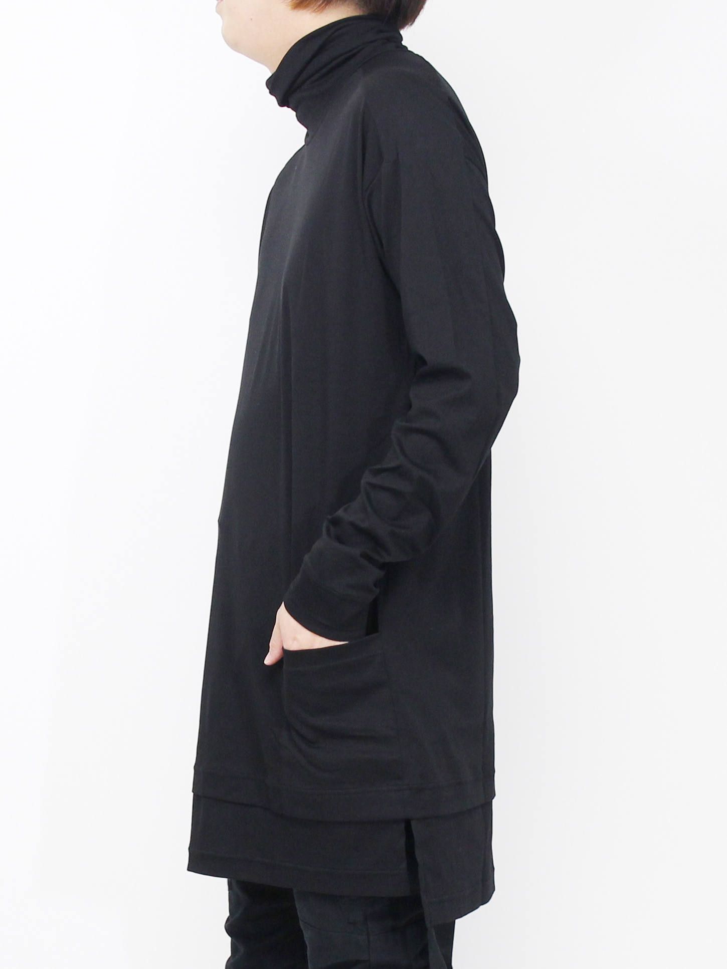 スムースタートルネック長袖カットソー - BLACK