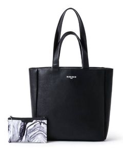 ポーチ付きレザートートバッグ - TWO STRAP LEATHER TOTE BAG