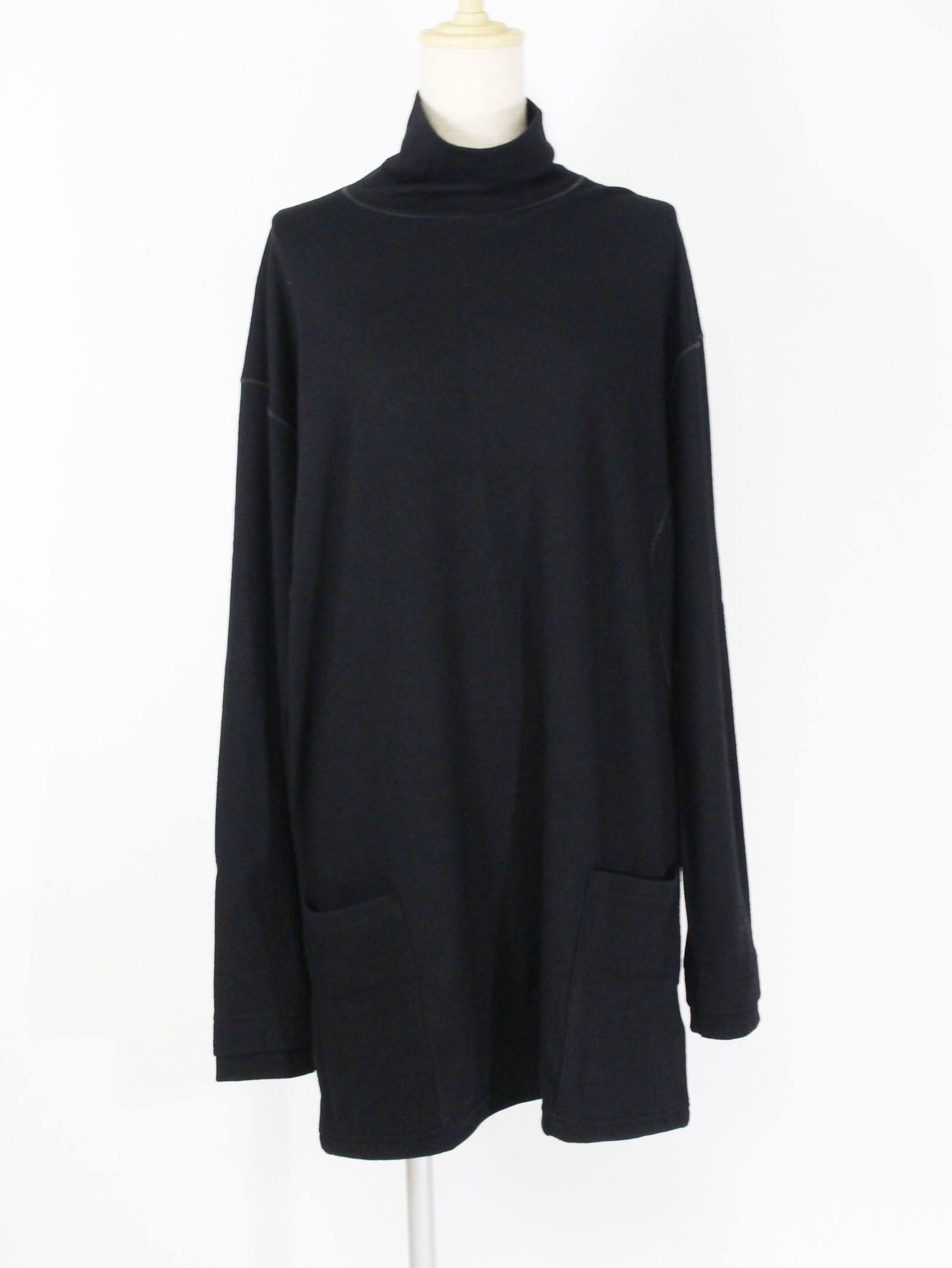 タートルネックウールカットソー ”スーパー140天竺” - BLACK