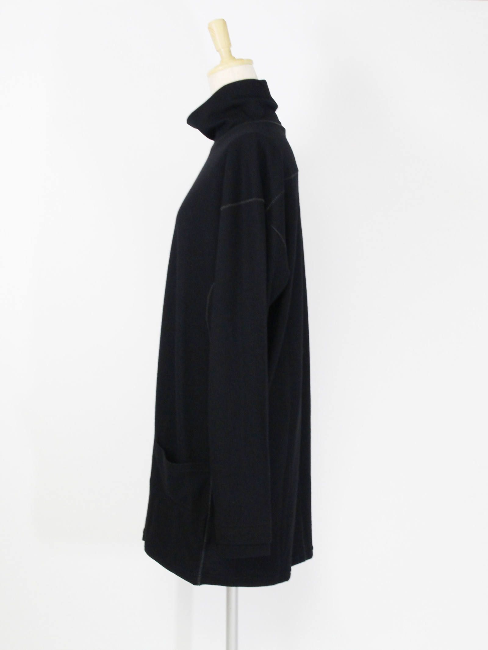 タートルネックウールカットソー ”スーパー140天竺” - BLACK