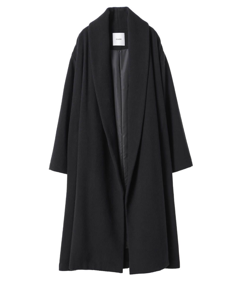 CLANE - ショールカラーフレアコート - SHAWL COLLAR FLARE COAT BLACK