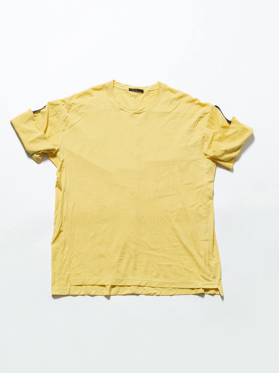 強撚天竺袖まくり上げTシャツ - YELLOW