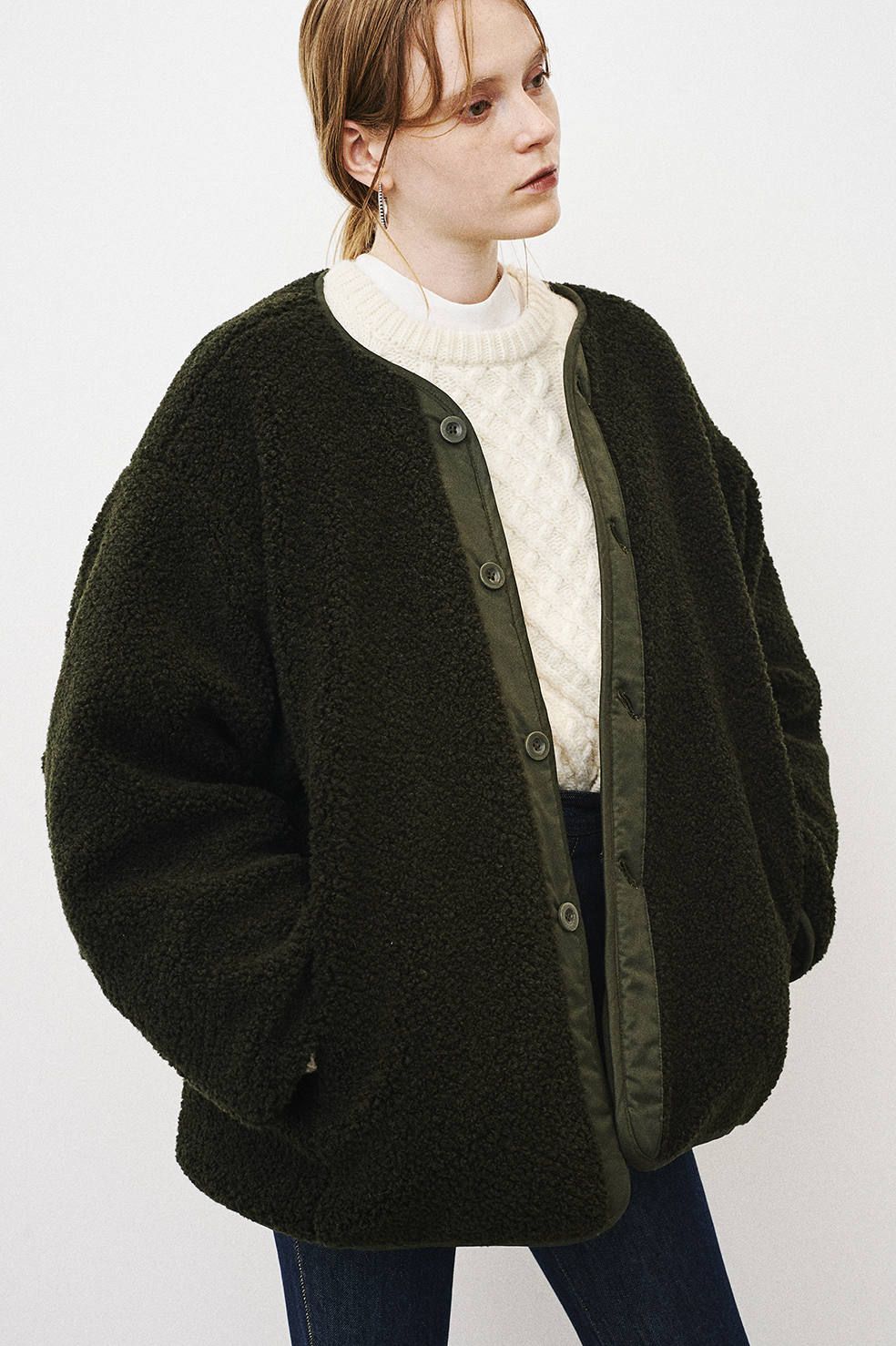 CLANE - リバーシブルミリタリーボアジャケット - REVERSIBLE MILITARY BOA JACKET KHIKI | ADDICT  WEB SHOP