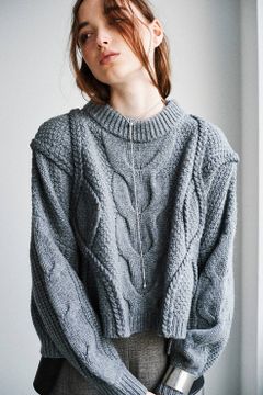 プルオーバーニット - CROPPED 3D KNIT TOPS - GREY