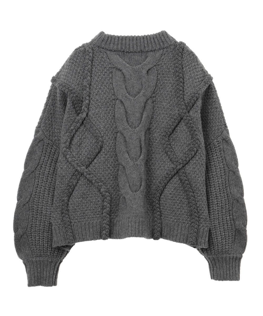 CLANE - プルオーバーニット - CROPPED 3D KNIT TOPS - GREY