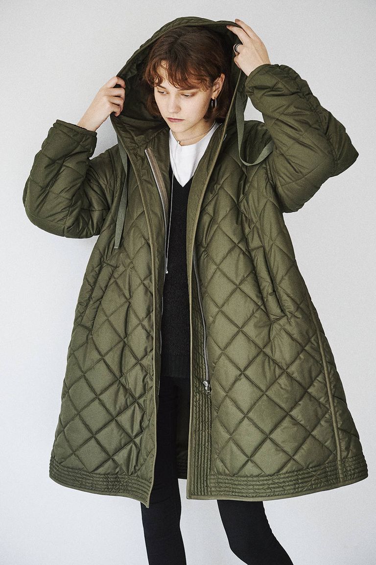 CLANE キルティングコート QUILTING HOODIE TENT LINE COAT KHIKI ADDICT WEB SHOP