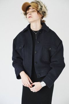 オーバーサイズウールジャケット - OVER SIZE WOOL JACKET - NAVY
