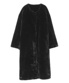 ノーカラーファーコート - NO-COLLAR FUR COAT - BLACK