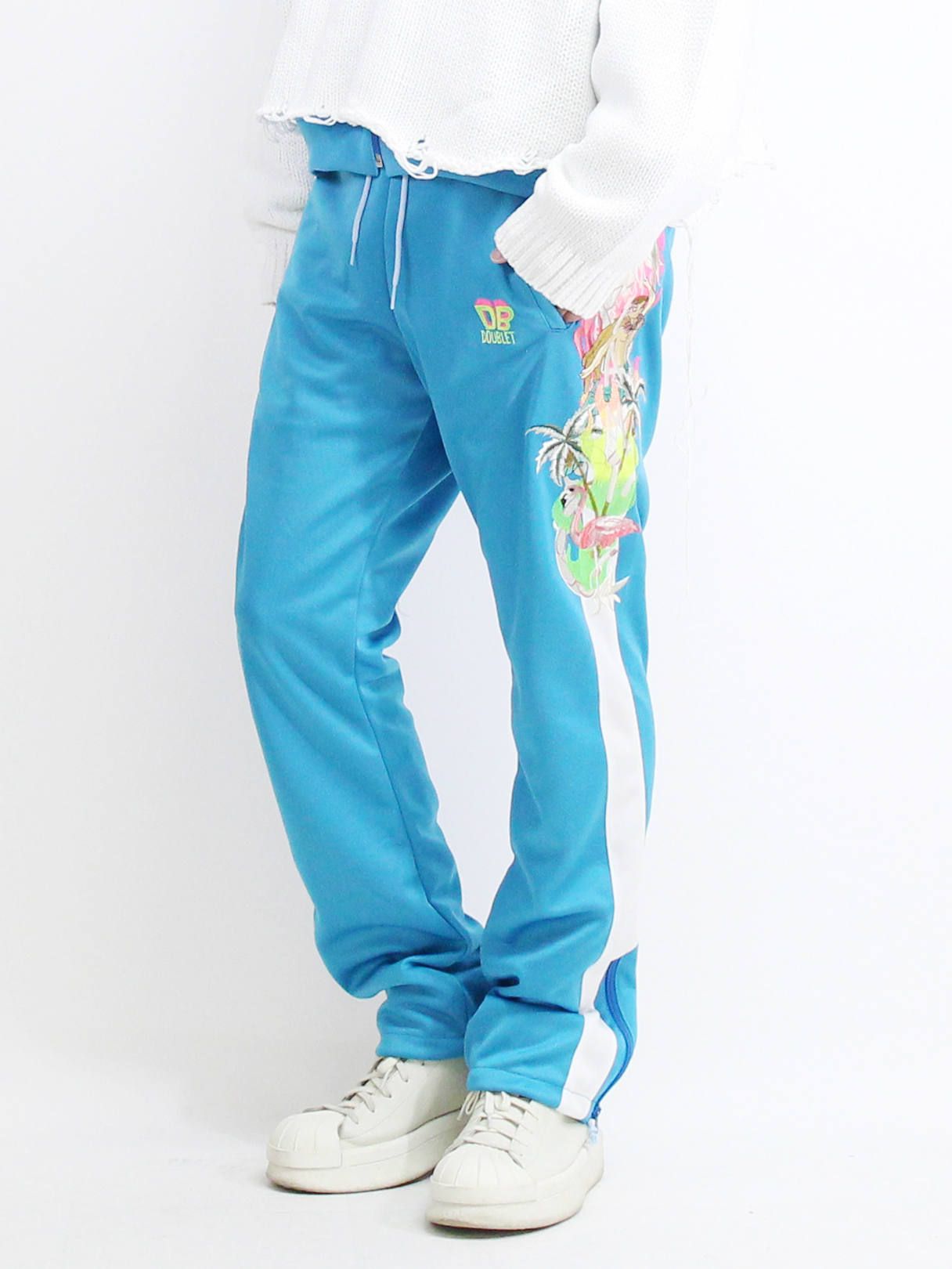 19SSカオス刺繍トラックパンツ - CHAOS EMBROIDERY TRACK PANTS - BLUE - Blue - S