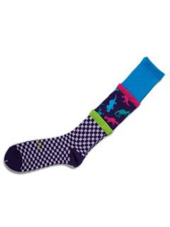 レイヤードソックス - CHEKERED FLAG SOCKS - PURPLE