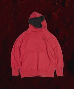 プリントタートルフーデットビッグプルオーバー - printed turtle hooded big pullover RED