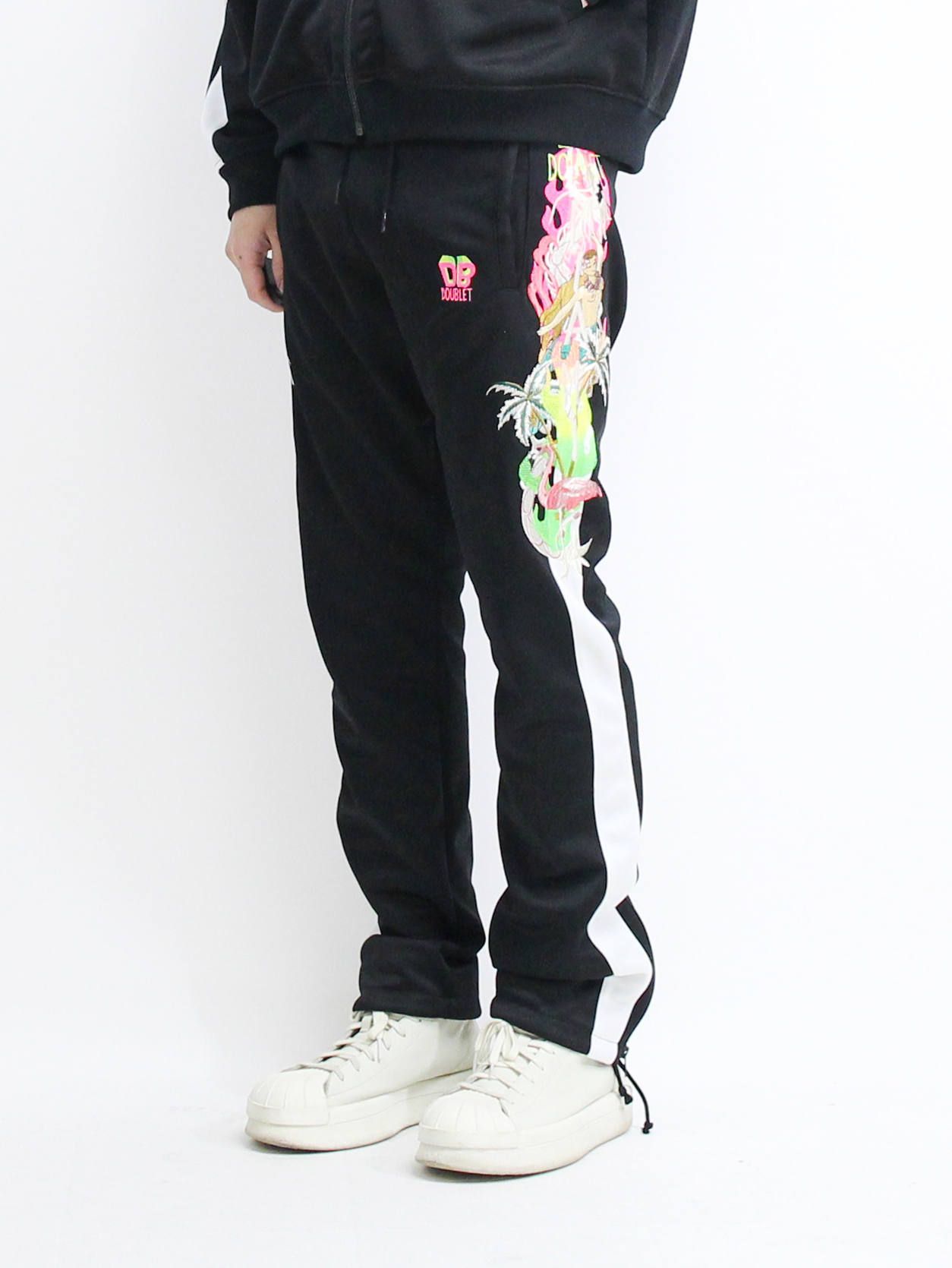 doublet - 19SSカオス刺繍トラックパンツ - CHAOS EMBROIDERY TRACK PANTS - BLACK | ADDICT  WEB SHOP