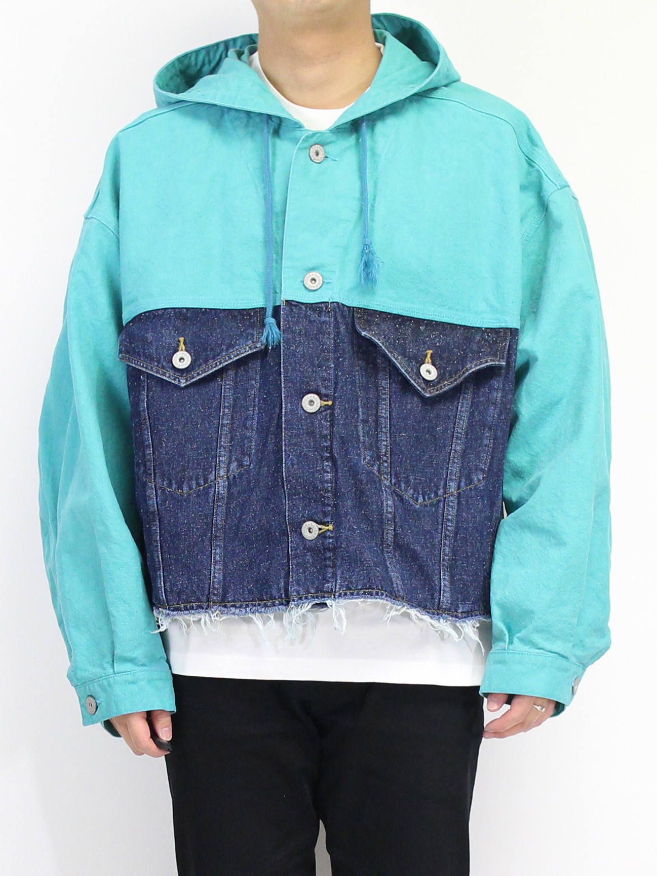 doublet - カットオフデニムフーディー - SILK DUCK / SILKDENIM CUT 