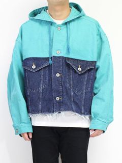 カットオフデニムフーディー - SILK DUCK / SILKDENIM CUT OFF HOODIE JACET INDIGO
