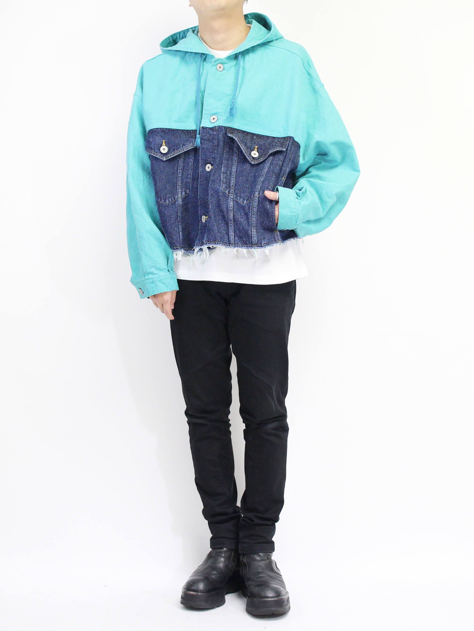 doublet - カットオフデニムフーディー - SILK DUCK / SILKDENIM CUT