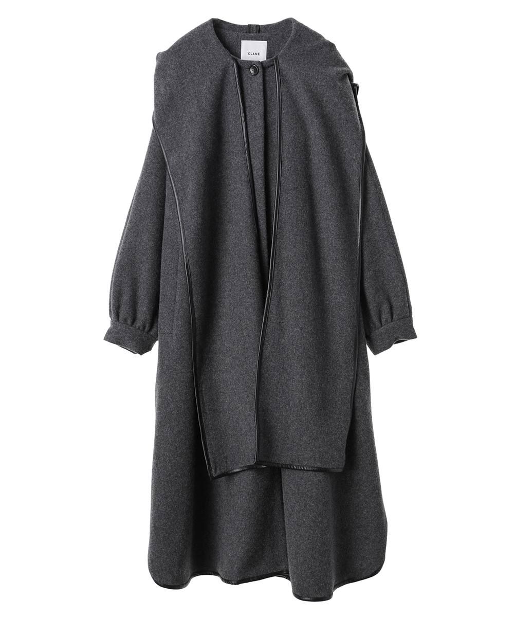 CLANE - SHAWL HOOD BALLOON COAT - GREY