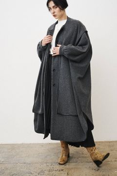 ショールフードバルーンコート - SHAWL HOOD BALLOON COAT - GREY