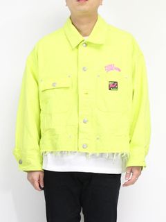 シルクデニム刺繍ジャケット - SILK DUCK / SILKDENIM CUT OFF JACKET YELLOW