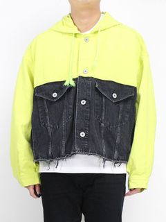 カットオフデニムフーディー - SILK DUCK / SILKDENIM CUT OFF HOODIE JACET YELLOW