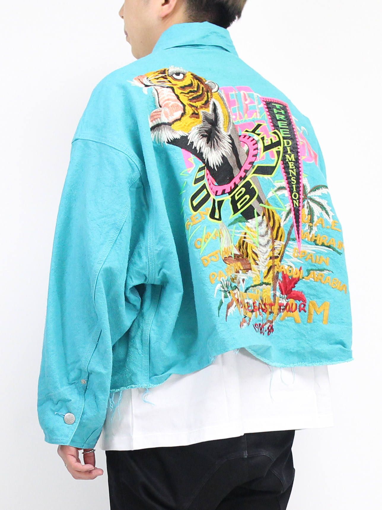 doublet - シルクデニム刺繍ジャケット - SILK DUCK / SILKDENIM CUT OFF JACKET BLUE |  ADDICT WEB SHOP