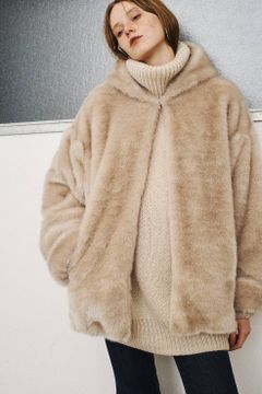 フードファーコート - HOOD FUR COAT - GREY