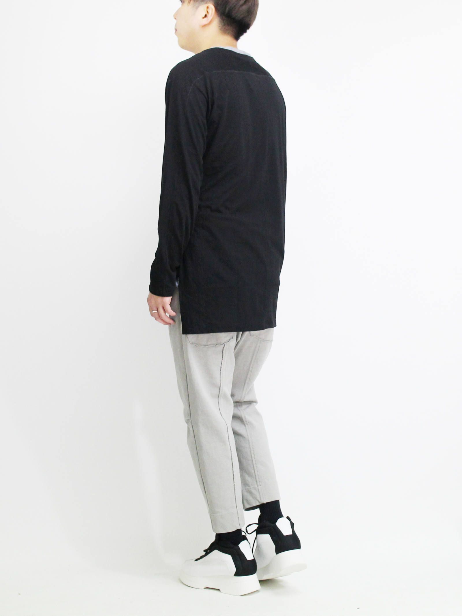 度詰め天竺サルエルクロップドパンツ- GREY