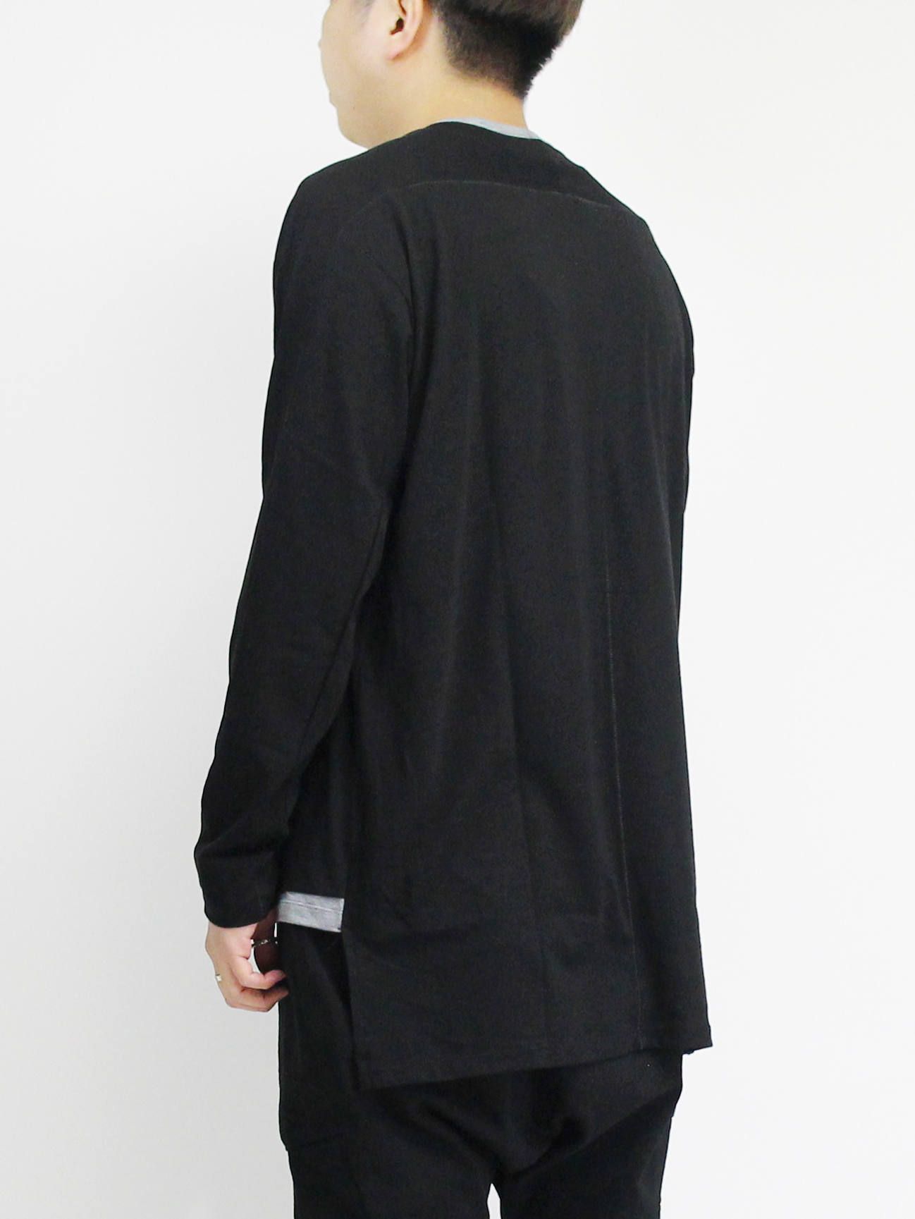 綿シルク長袖カットソー - BLACK