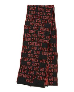 ジャガードニット - Quotes Jacquard Long Knit Scarf - BLK × ORG