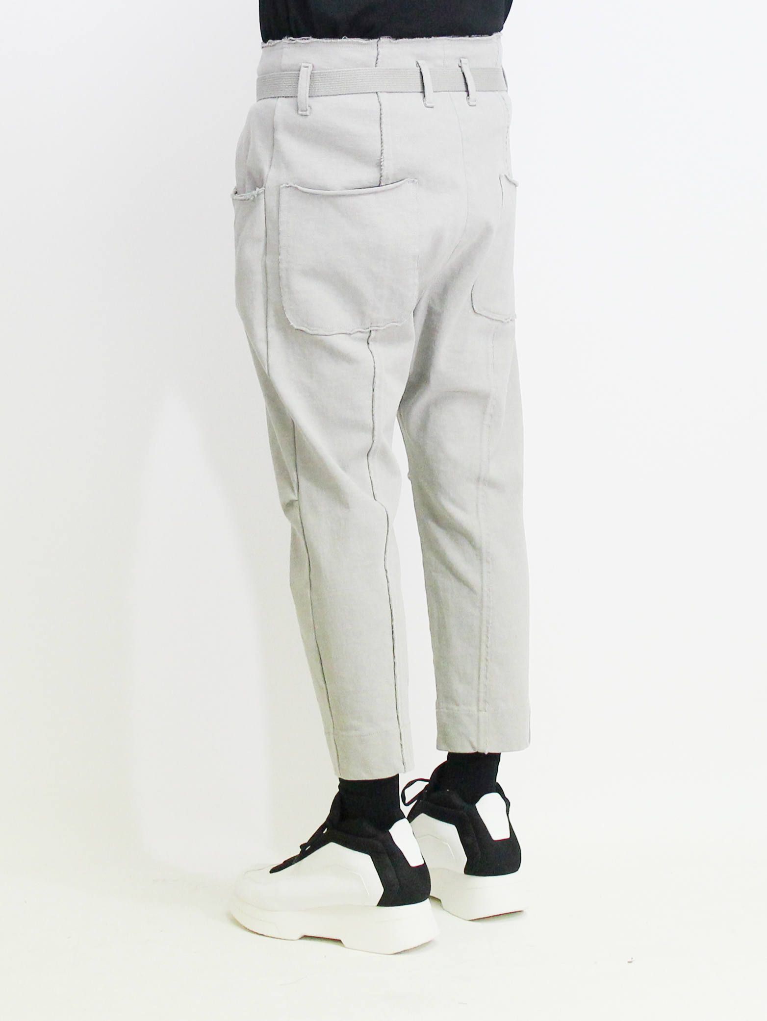 度詰め天竺サルエルクロップドパンツ- GREY
