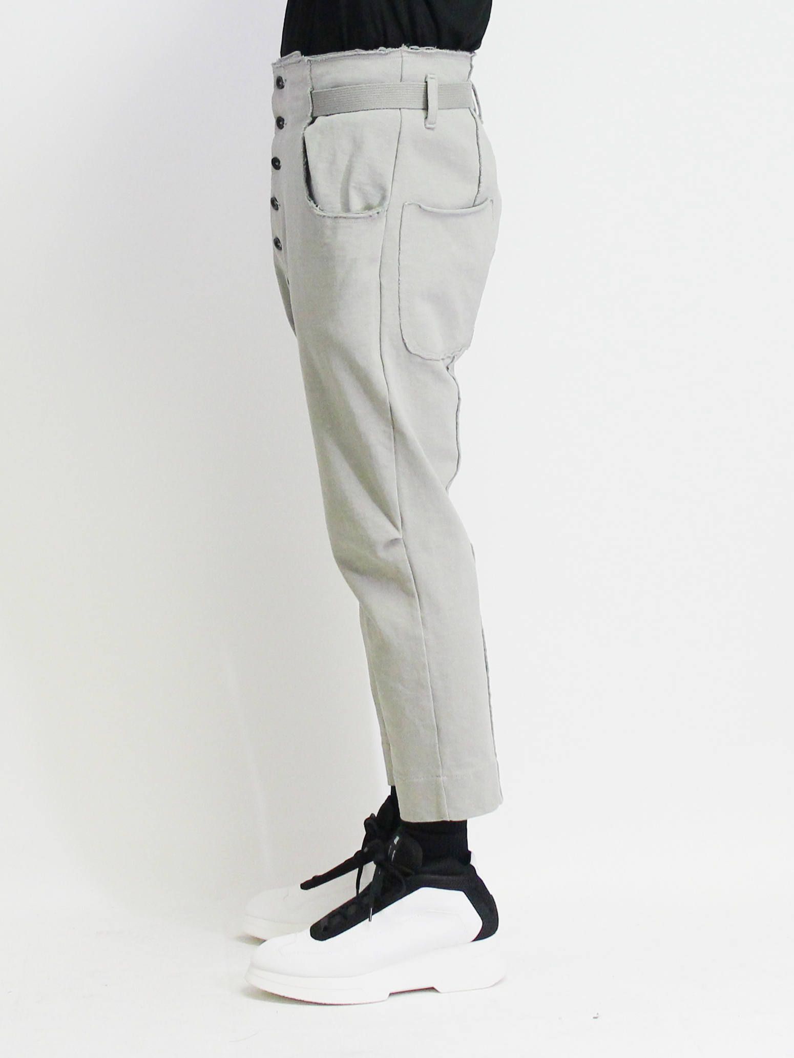 度詰め天竺サルエルクロップドパンツ- GREY