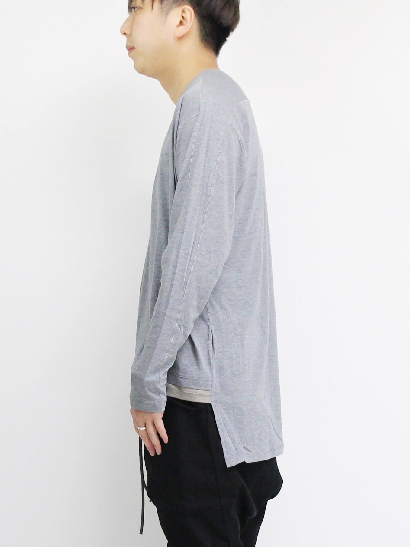 綿シルク長袖カットソー - GREY