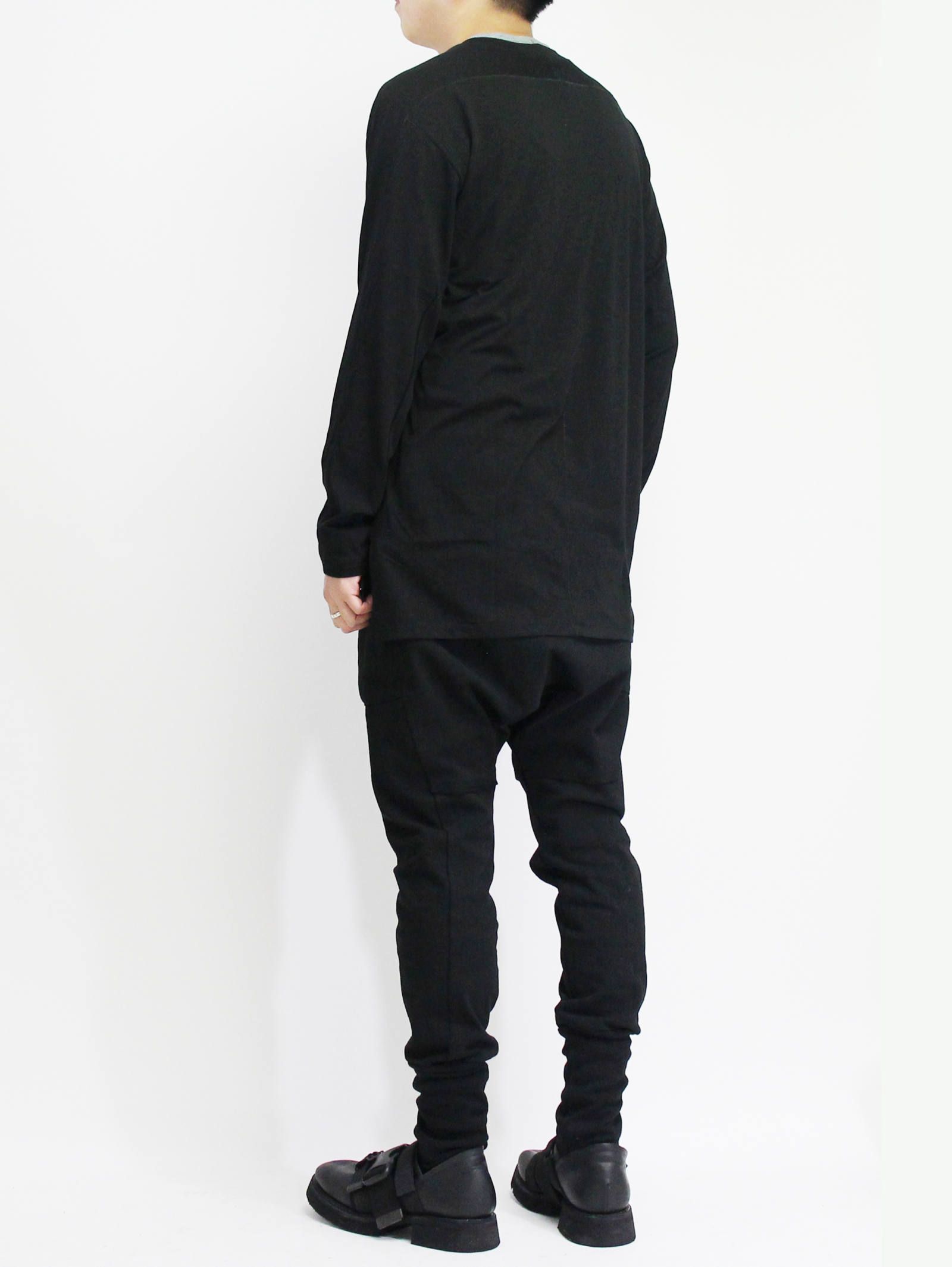 綿シルク長袖カットソー - BLACK